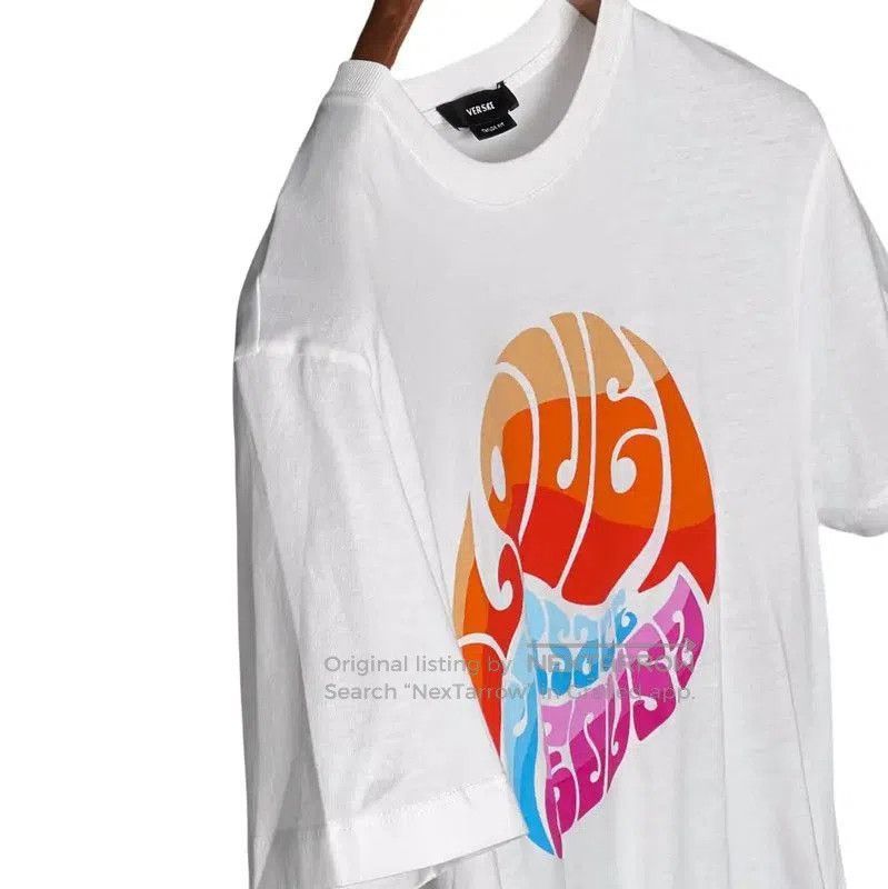 Versace Versace Summer White Logo Cotton T-shirt . Size US S / EU 44-46 / 1 - 6 Thumbnail