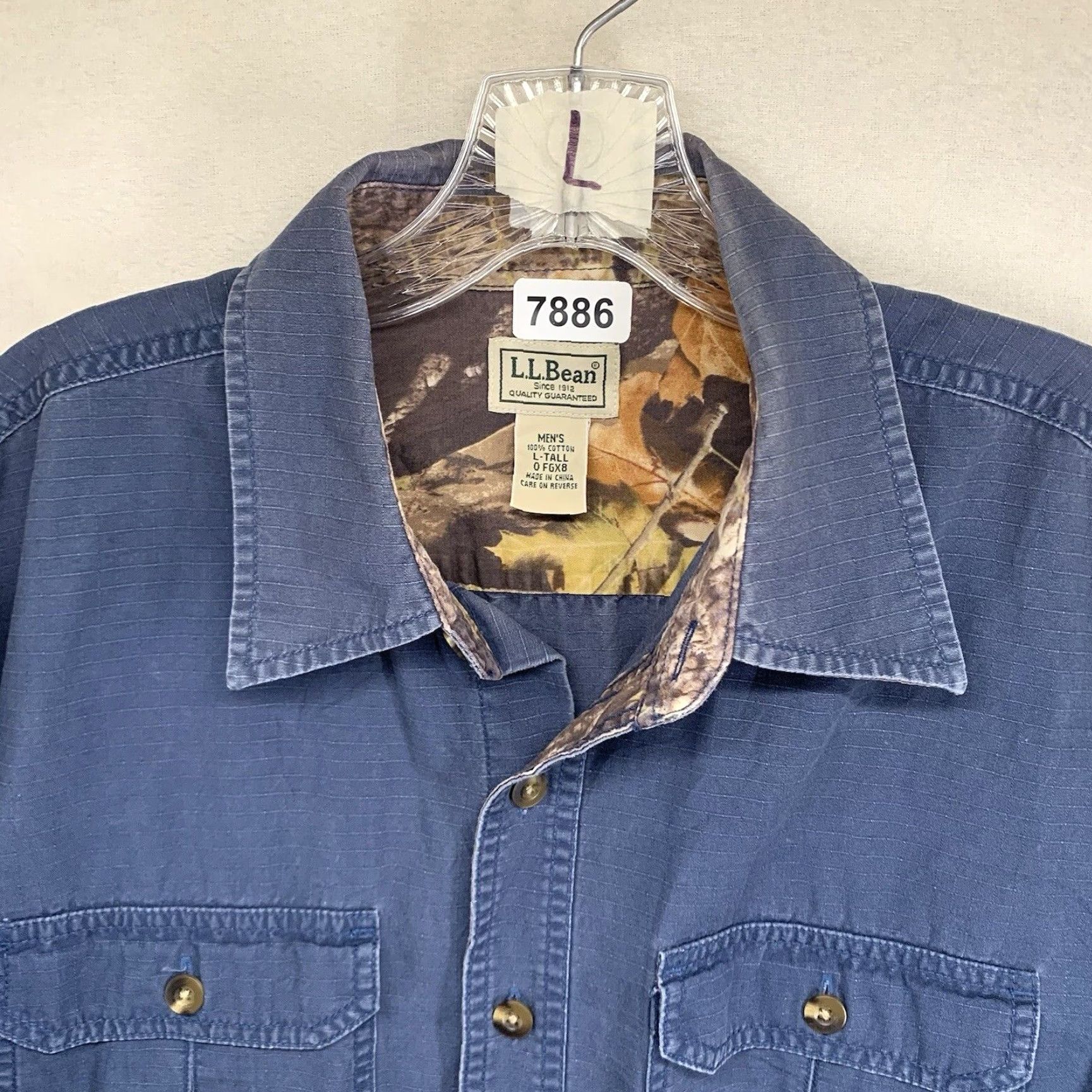 Vintage VINTAGE L.L. Bean Heavyweight Rip-Stop Cotton Button-Up Shirt LT Blue Camo Outdoor Classic Mens Size US L / EU 52-54 / 3 - 4 Thumbnail