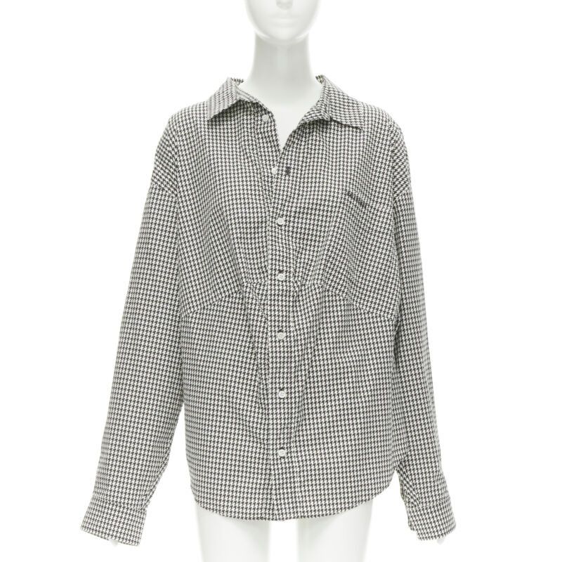 Balenciaga BALENCIAGA 2020 houndstooth logo embroidered pocket Swing shirt FR36 XS Size XS / US 0-2 / IT 36-38 - 1 Thumbnail