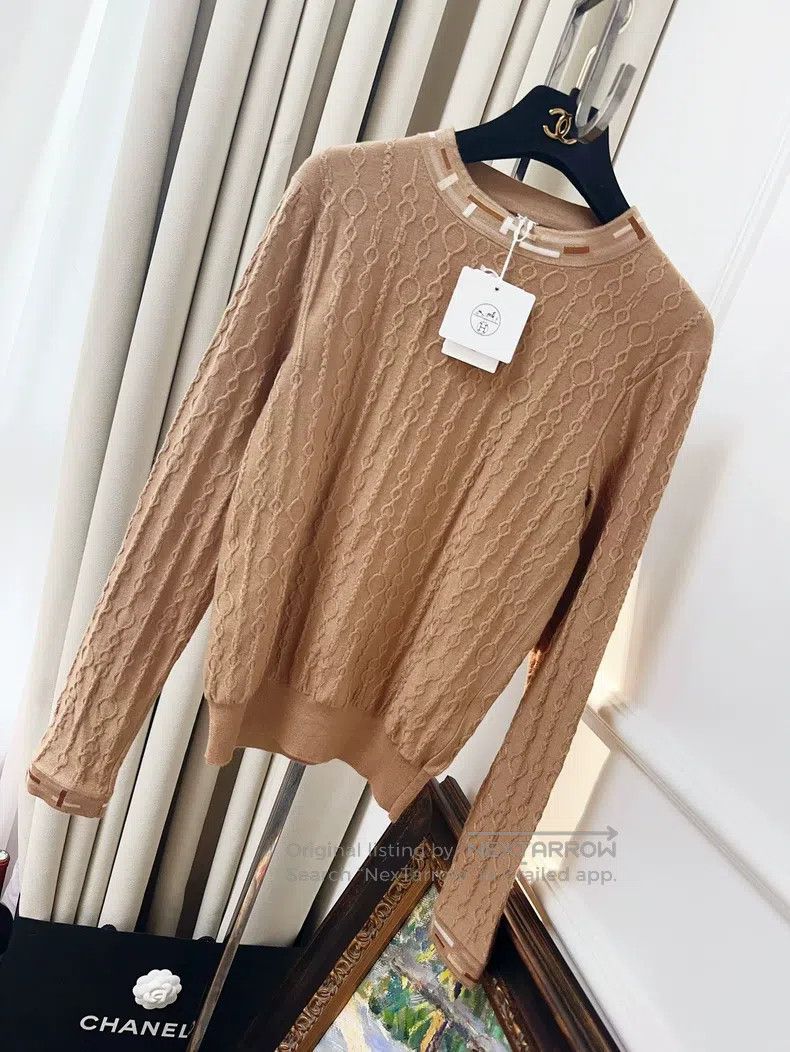 Hermes Hermes Brown Lock Chain Dark Pattern Texture Long Sleeve T Size XS / US 0-2 / IT 36-38 - 1 Thumbnail