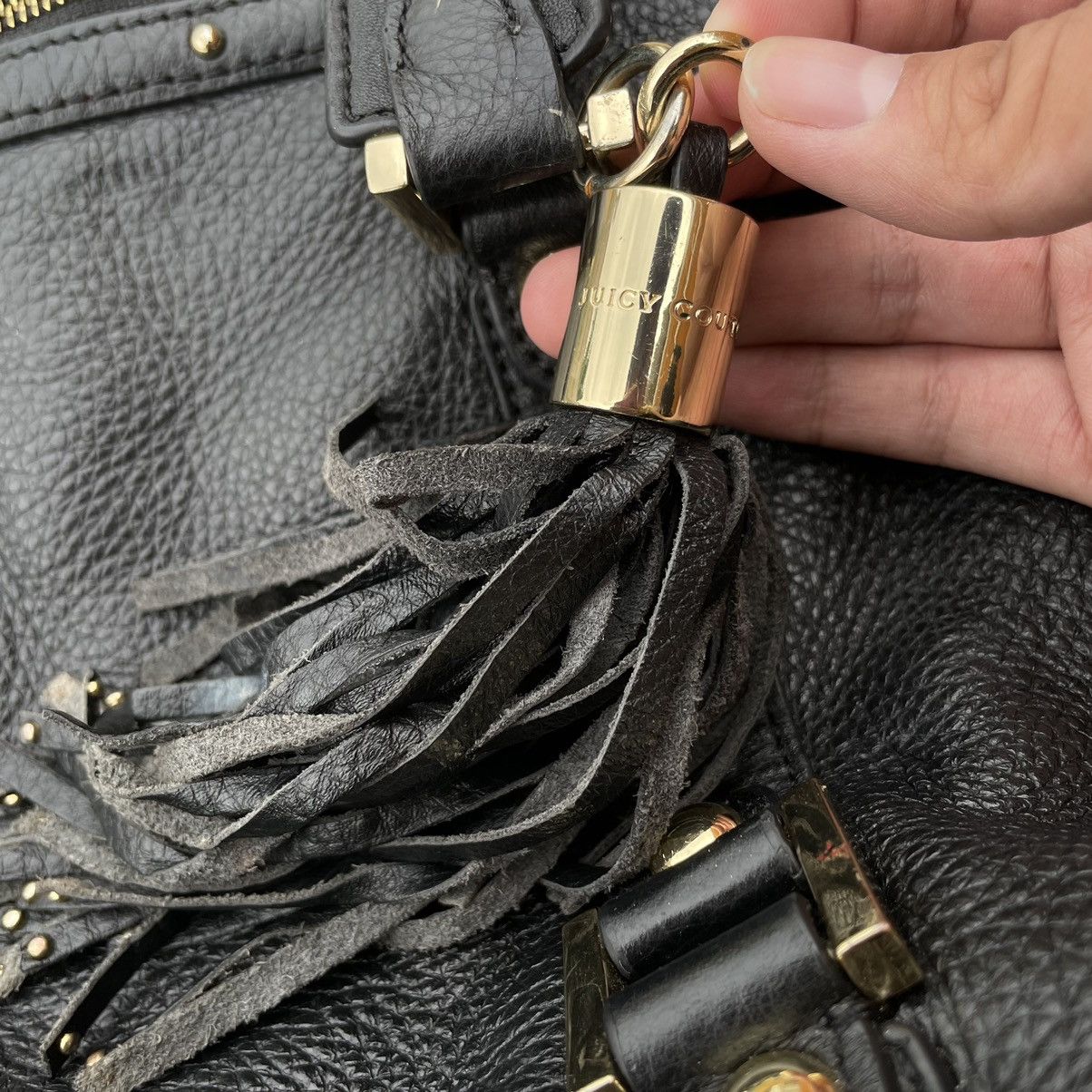 Juicy Couture × Vintage Vtg Juicy Couture Leather Handbag Purse Tassel Gold Hardware Size ONE SIZE - 7 Thumbnail