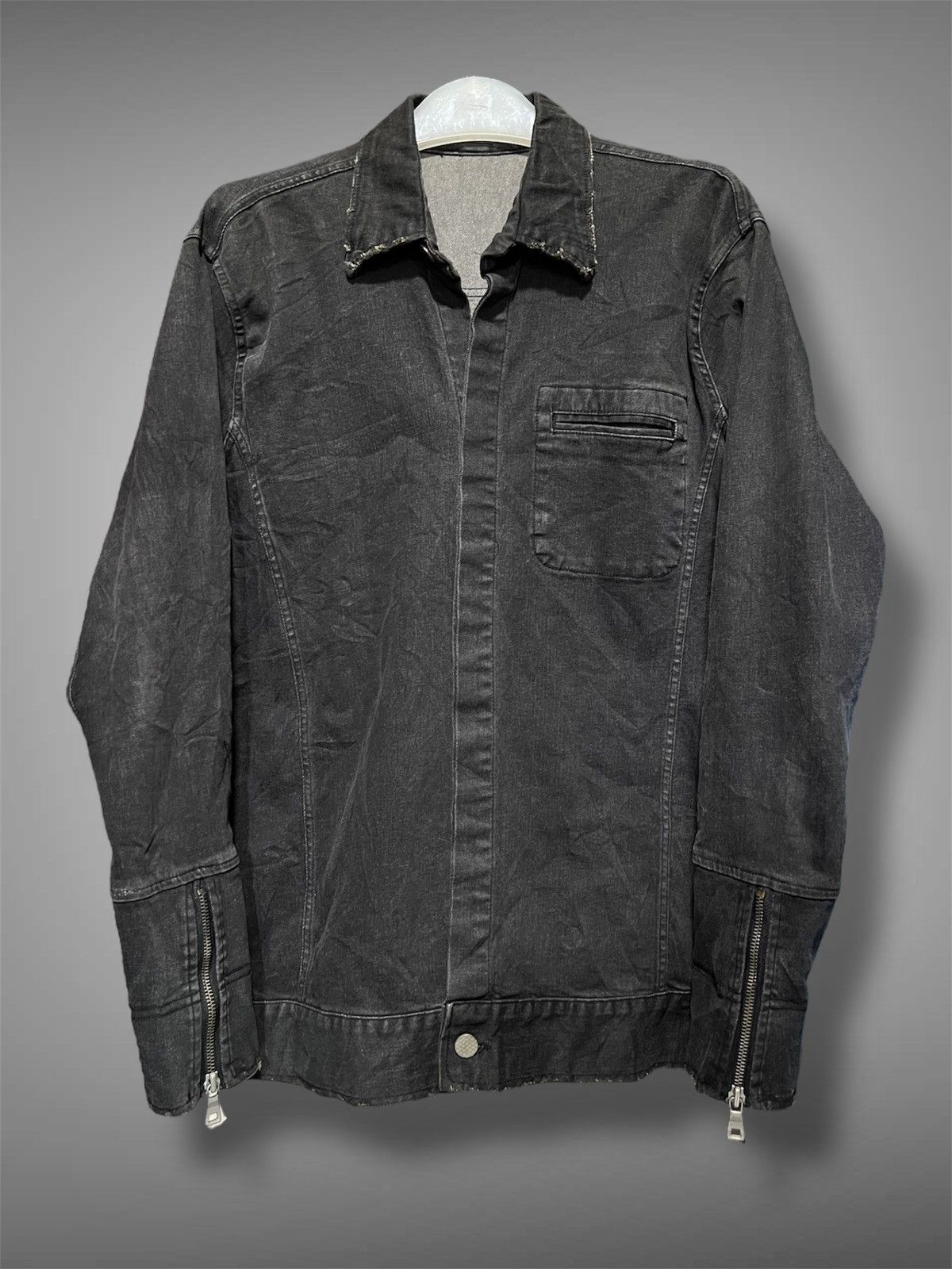 Monocle Monocle Distressed Black Washed Buttoned Denim Jacket Size US M / EU 48-50 / 2 - 2 Thumbnail