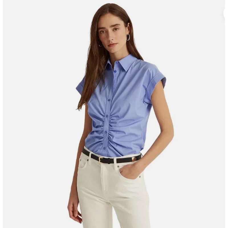 Lauren Ralph Lauren Lauren Ralph Lauren Pleated Purple Button Up Top Sz 6 Size M / US 6-8 / IT 42-44 - 6 Thumbnail