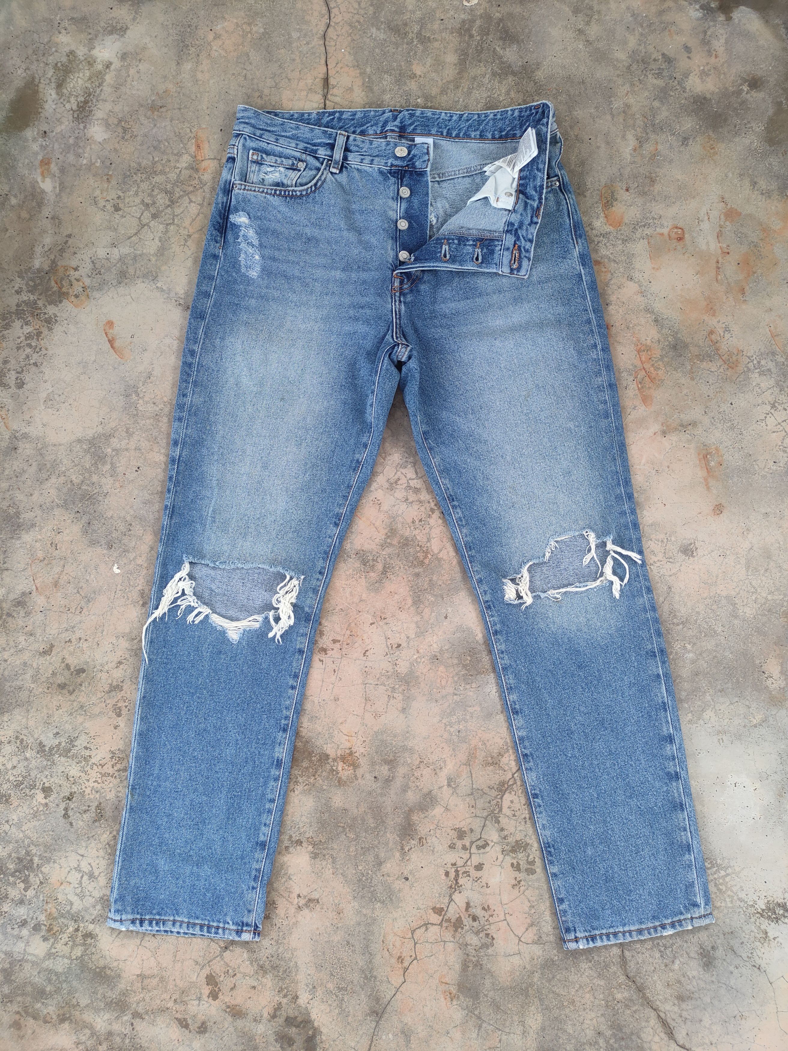 W32 VINTAGE DENIM DISTRESSED FADED JEANS PANTS