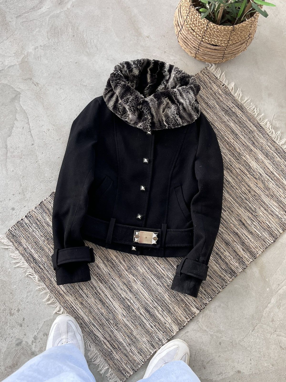 Philipp Plein Vintage Philipp Plein Wool Jacket Fur Collar Gothic Luxury Size M / US 6-8 / IT 42-44 - 1 Thumbnail