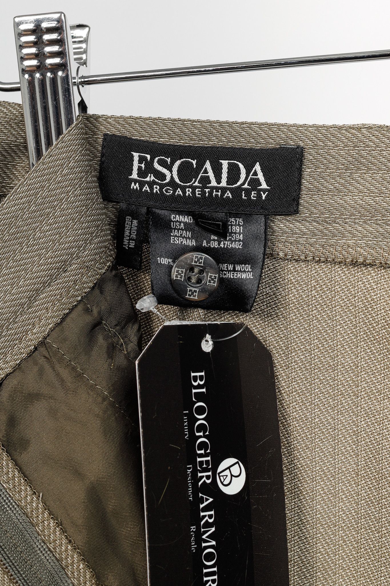 Escada Escada Margaretha Ley Vintage Taupe Virgin-Wool Trousers Size 29" - 8 Thumbnail