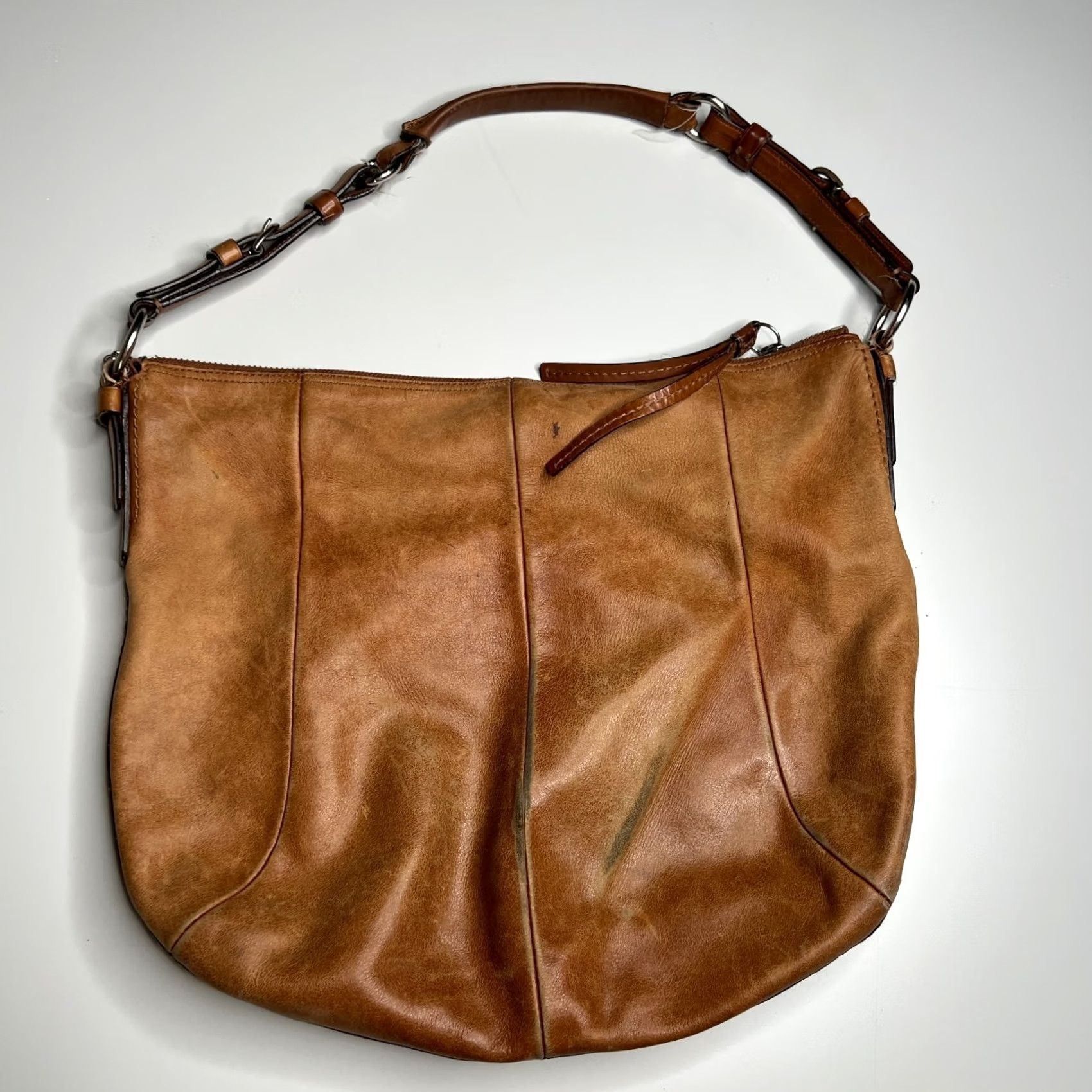 Coach VINTAGE Coach Brown Leather Shoulder Bag Slouchy Hobo Purse Pink Lining - Medium Women’s Bag | Coach J0849-12684 Size ONE SIZE - 2 Thumbnail