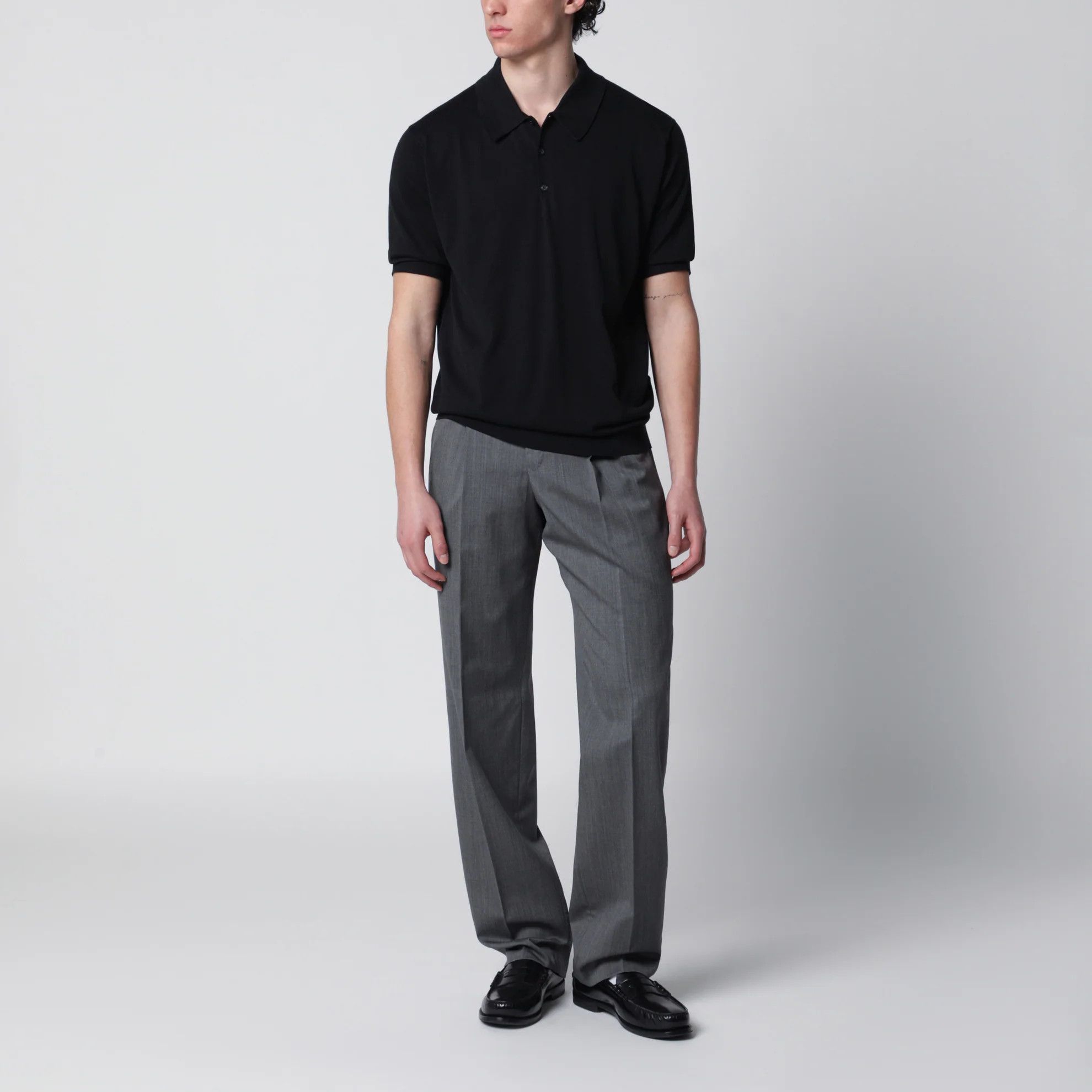 John Smedley o1d2blof0526 Cotton Polo Shirt in Black Size US S / EU 44-46 / 1 - 1 Thumbnail