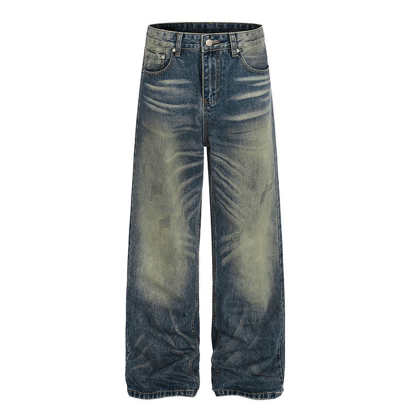 Vintage American straight-leg wide-leg whiskered washed jeans Size US 32 / EU 48 - 1 Thumbnail