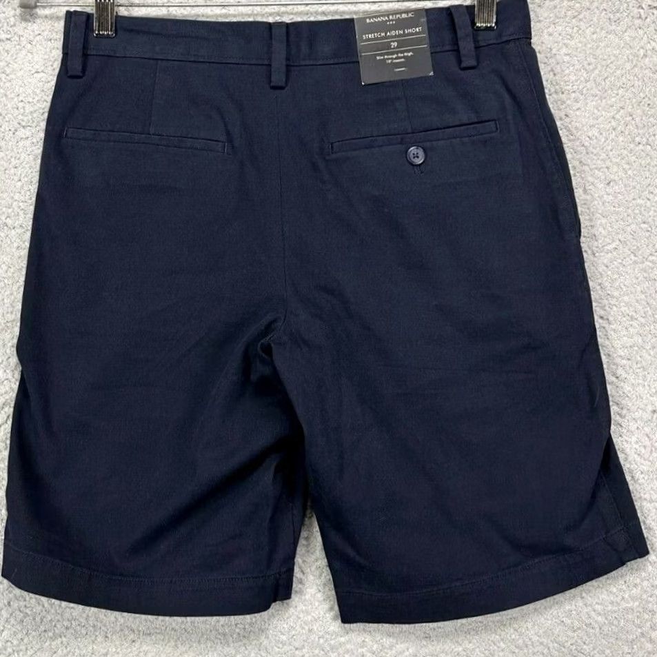Banana Republic VINTAGE Banana Republic Shorts Mens 29X10 Aiden Navy Blue Khaki Stretch Casual NEW Size US 29 - 3 Thumbnail