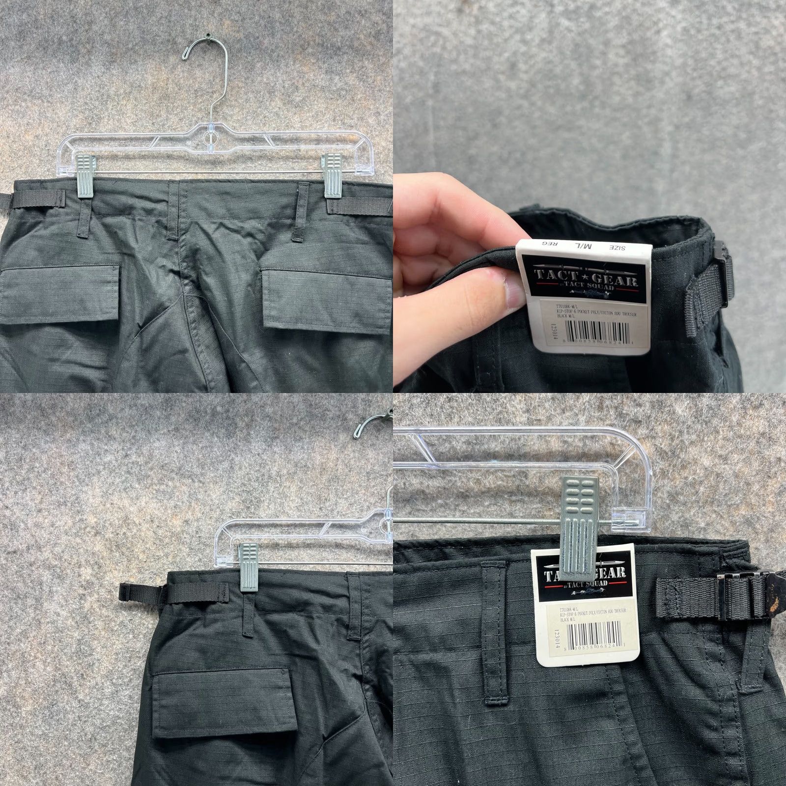 Vintage Tact Squad Pants Men Medium Cargo Police Combat Ripstop Polyester Black NEW Size US 31 - 8 Thumbnail