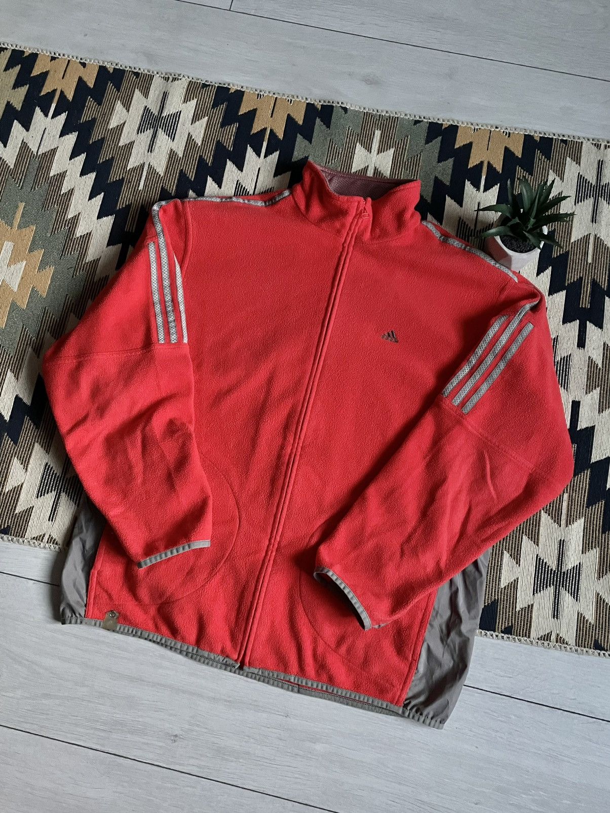 Vintage Vintage Adidas 3stripes Nylon Fleece Jacket Size US M / EU 48-50 / 2 - 2 Thumbnail