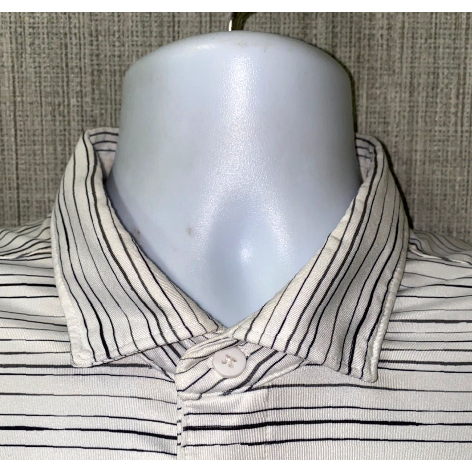 Vintage Matte Grey Mens White Striped Golf Polo Shirt M Shirt Mens Regular Size M Gray Striped Polo Shirt Size US M / EU 48-50 / 2 - 3 Thumbnail