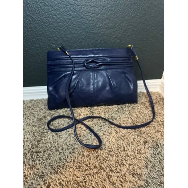 Vintage Vintage Navy Blue Leather Crossbody Clutch Size ONE SIZE - 1 Thumbnail
