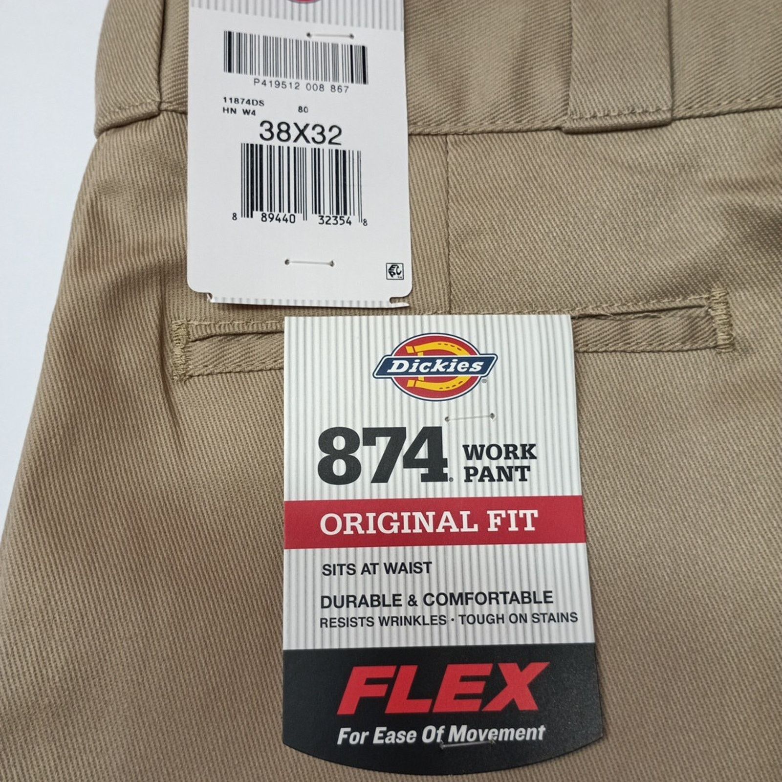 Dickies Dickies 874 Work Pants Men's 38x32 Khaki Flex Original Fit Size US 38 / EU 54 - 2 Thumbnail