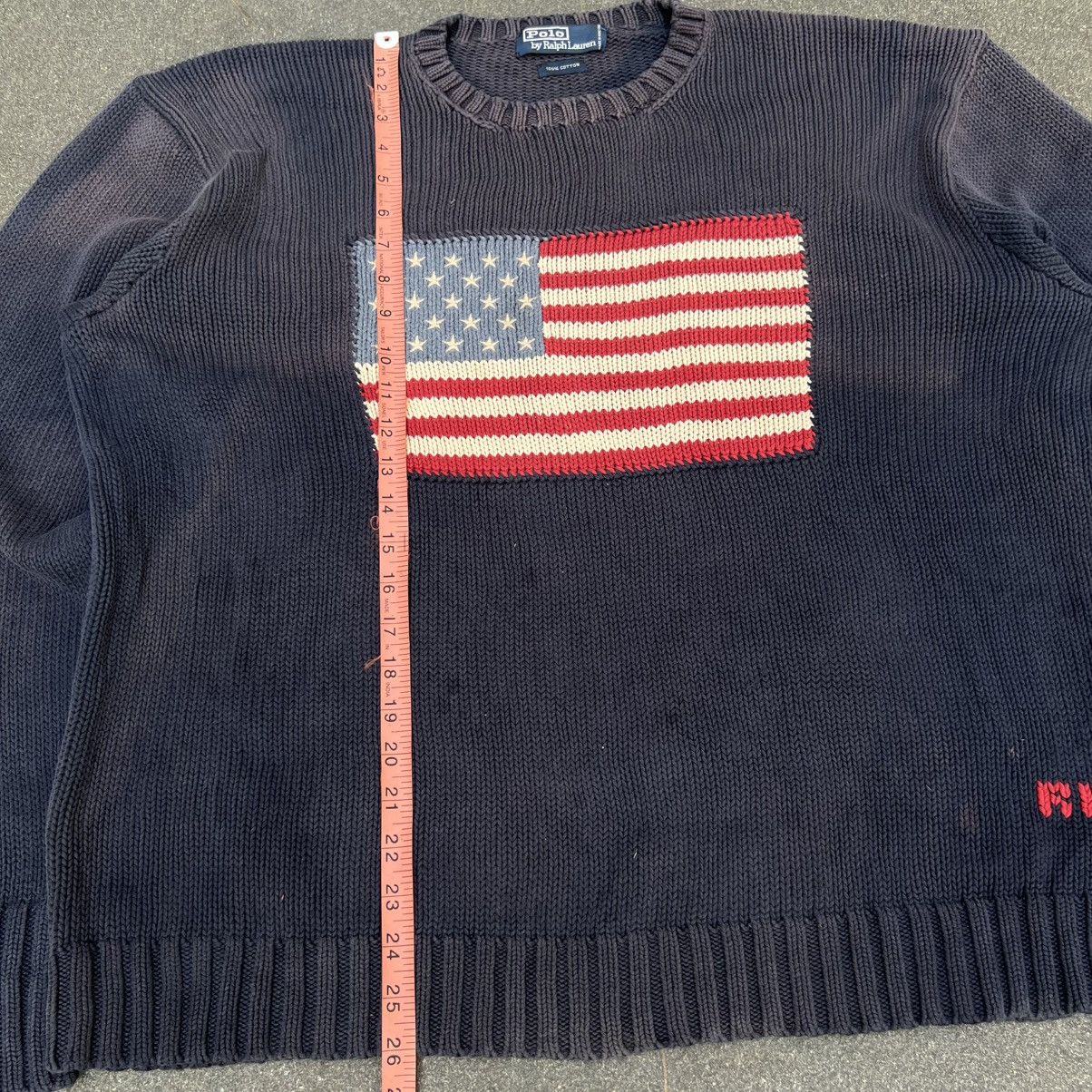 Designer × Polo Ralph Lauren × Vintage Vintage Polo Ralph Lauren American Flag Knit Sweater Size US L / EU 52-54 / 3 - 7 Thumbnail