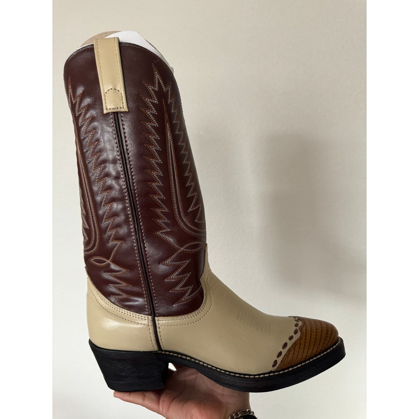 Cowboy Equipment Laredo Bone Lizard Print Wingtip Boots 61161 Size 8 Size US 8 / EU 41 - 7 Thumbnail
