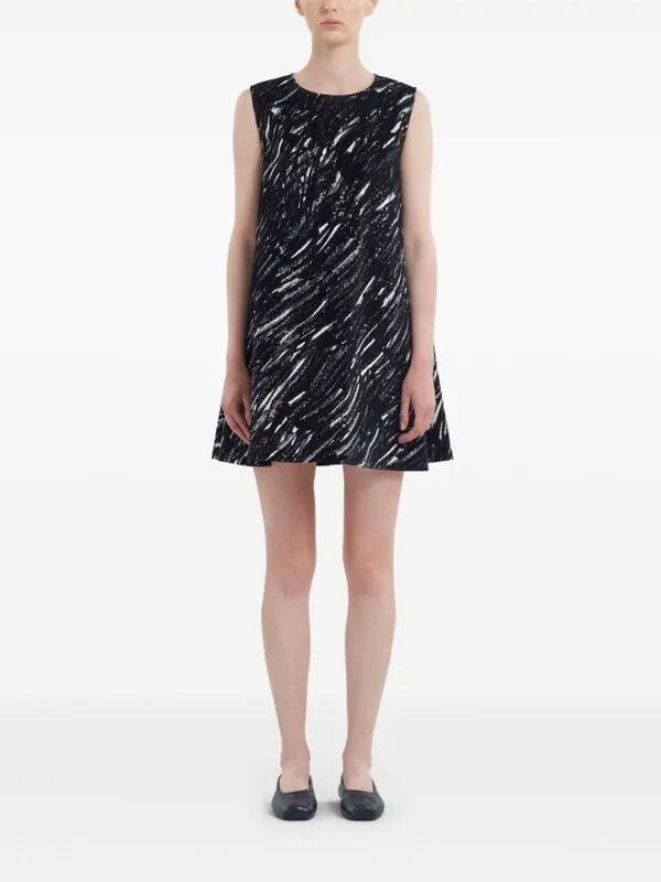 Marni o1w1db11125 Abstract Print Mini Dress in Black Size M / US 6-8 / IT 42-44 - 2 Thumbnail