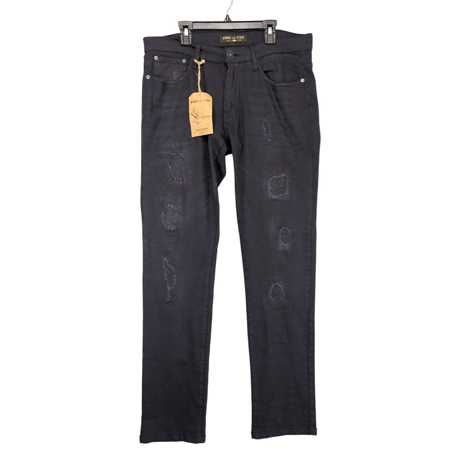 Ring Of Fire NWT Ring of Fire Men's 32x32 Slim Jeans, Black Distressed Size US 32 / EU 48 - 1 Thumbnail
