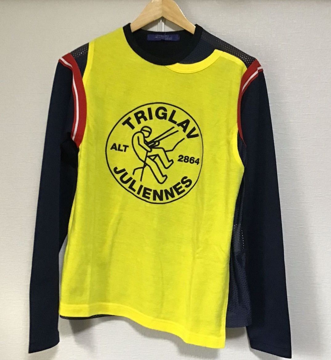 image of Junya Watanabe Ad2005 Triglav Reconstructed Mesh Shirt in Yellow, Men's (Size Large)