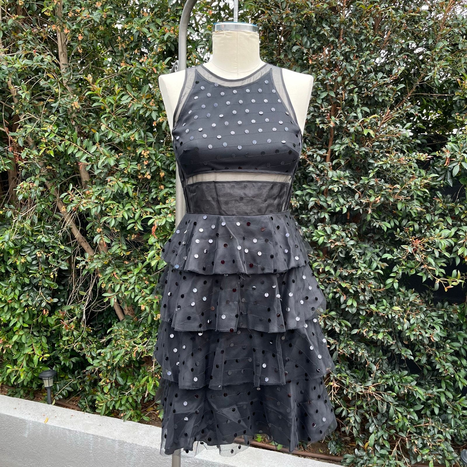 Theory NWT Theory Metallic Dot Silk Black Damia Evening Dress $1995 Size S / US 4 / IT 40 - 7 Thumbnail