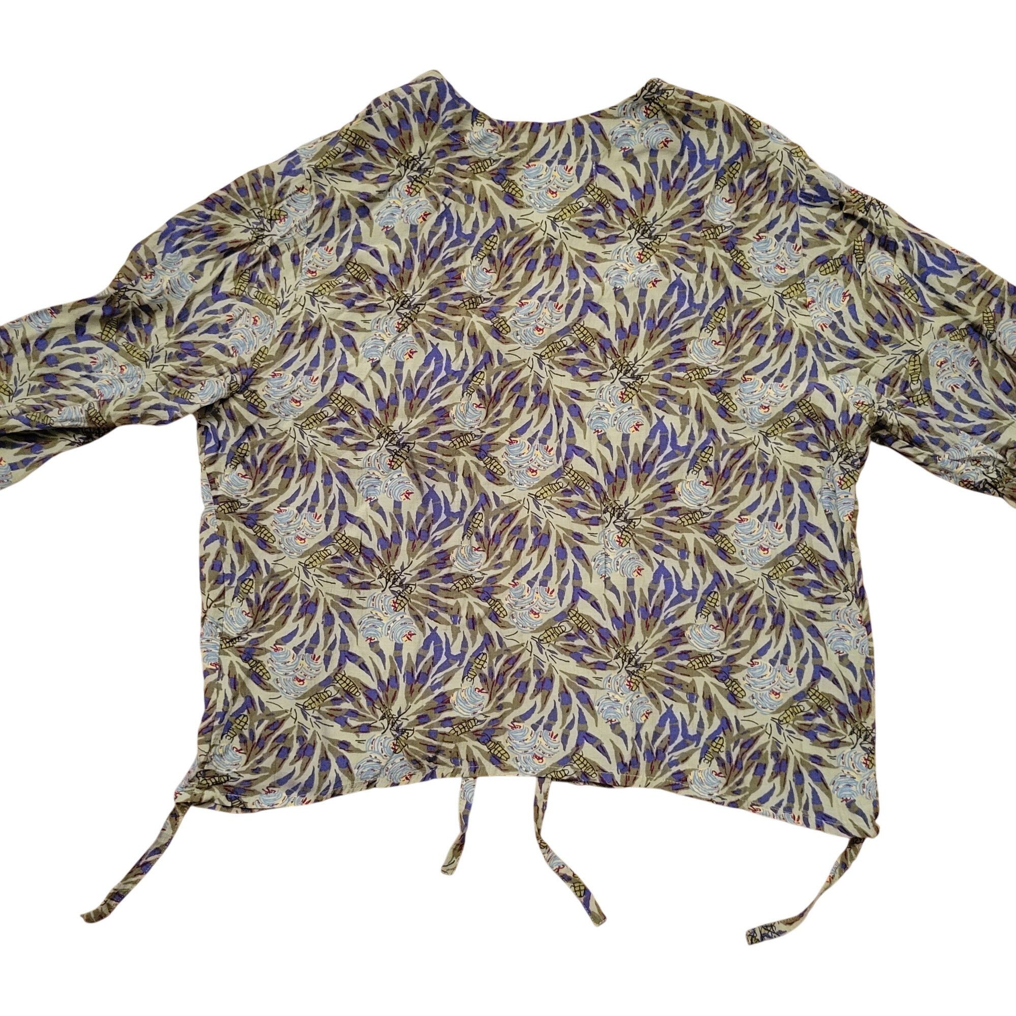 FLAX Flax Jeanne Engelhart M Rayon Floral Print Tie Front Lightwe Size M / US 6-8 / IT 42-44 - 4 Thumbnail