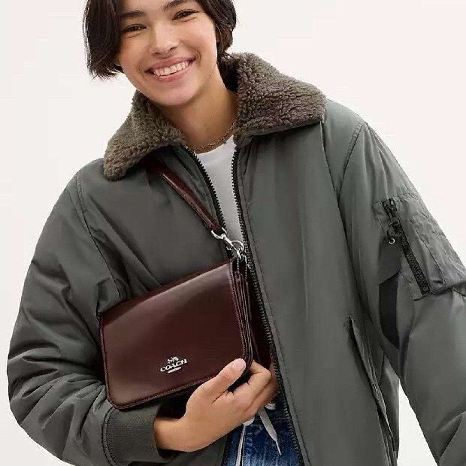 Coach NWT Coach CY657 Spazzolato Leather Quinn Bag Silver/Maple Size ONE SIZE - 9 Thumbnail