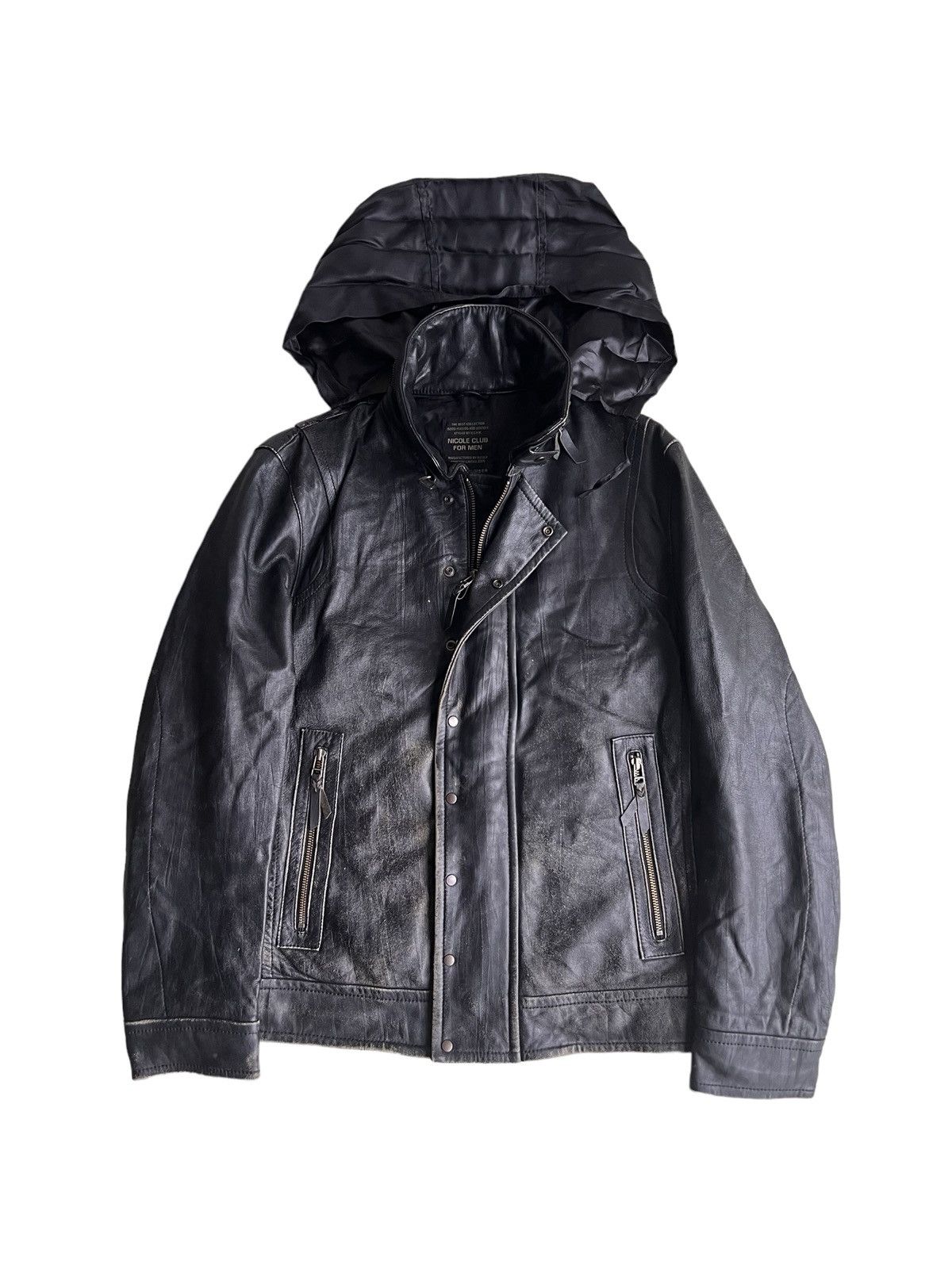 HIDEAWAYS Nicole Club for Men Leather Sheepskin Bono Biker Jacket Size US M / EU 48-50 / 2 - 1 Thumbnail