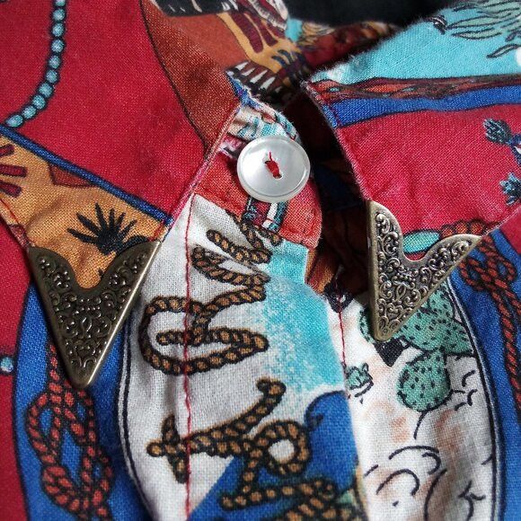 Other Vintage Ideas Unreal Cowboys & Indians West AOP Button Shirt Size US XXL / EU 58 / 5 - 3 Thumbnail