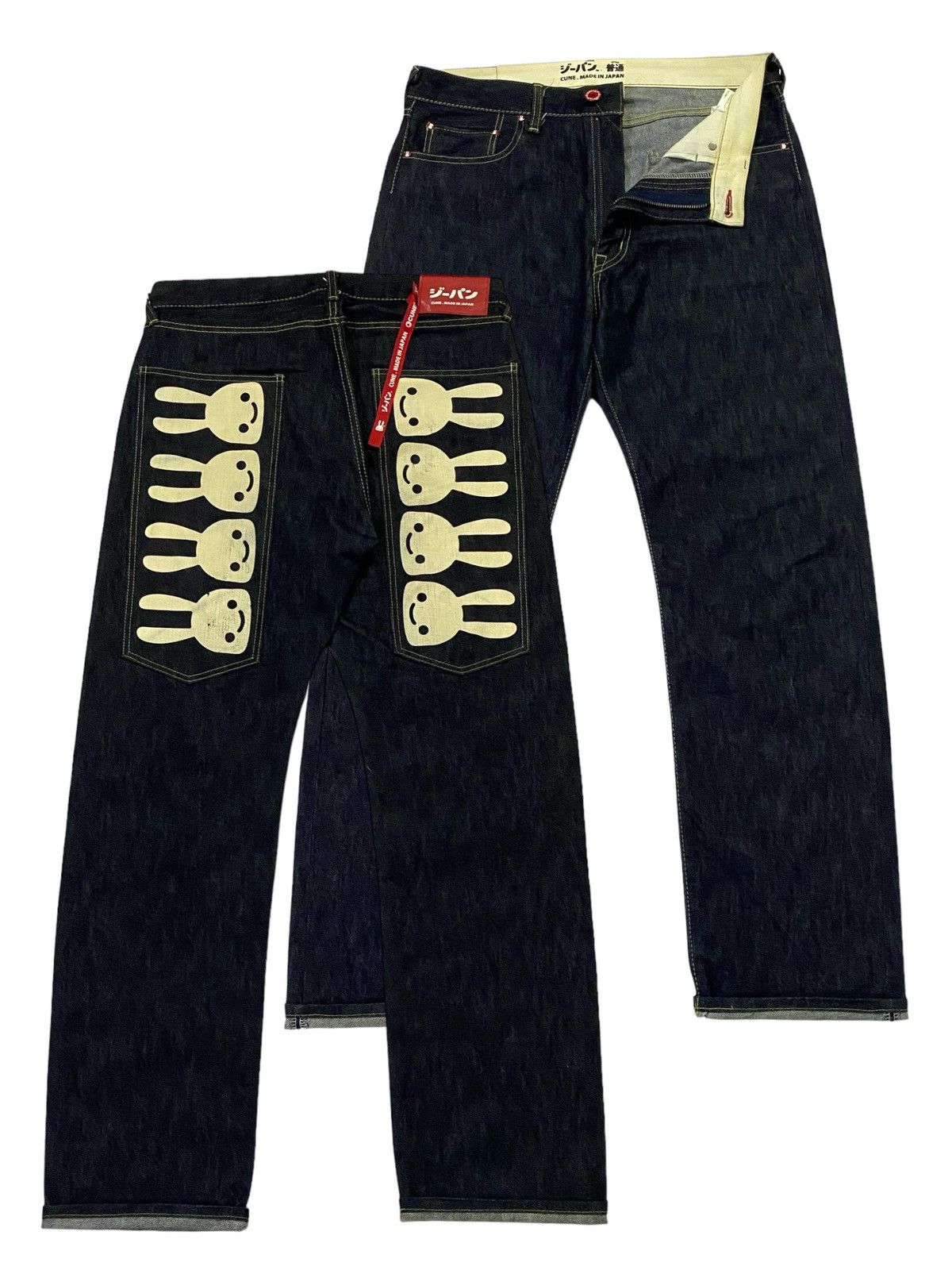 Image of “Cune Rabbit” Long Pocket Denim Pants in Indigo, Men's (Size 34)