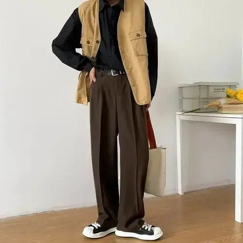 Homemade × Japanese Brand Bag Brown Baggy Straight Leg Pants Size US 32 / EU 48 - 2 Thumbnail