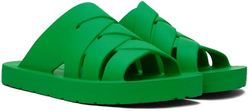 Bottega Veneta o1w1db10525 Flinston Slides in Green Size US 10 / EU 43 - 4 Thumbnail