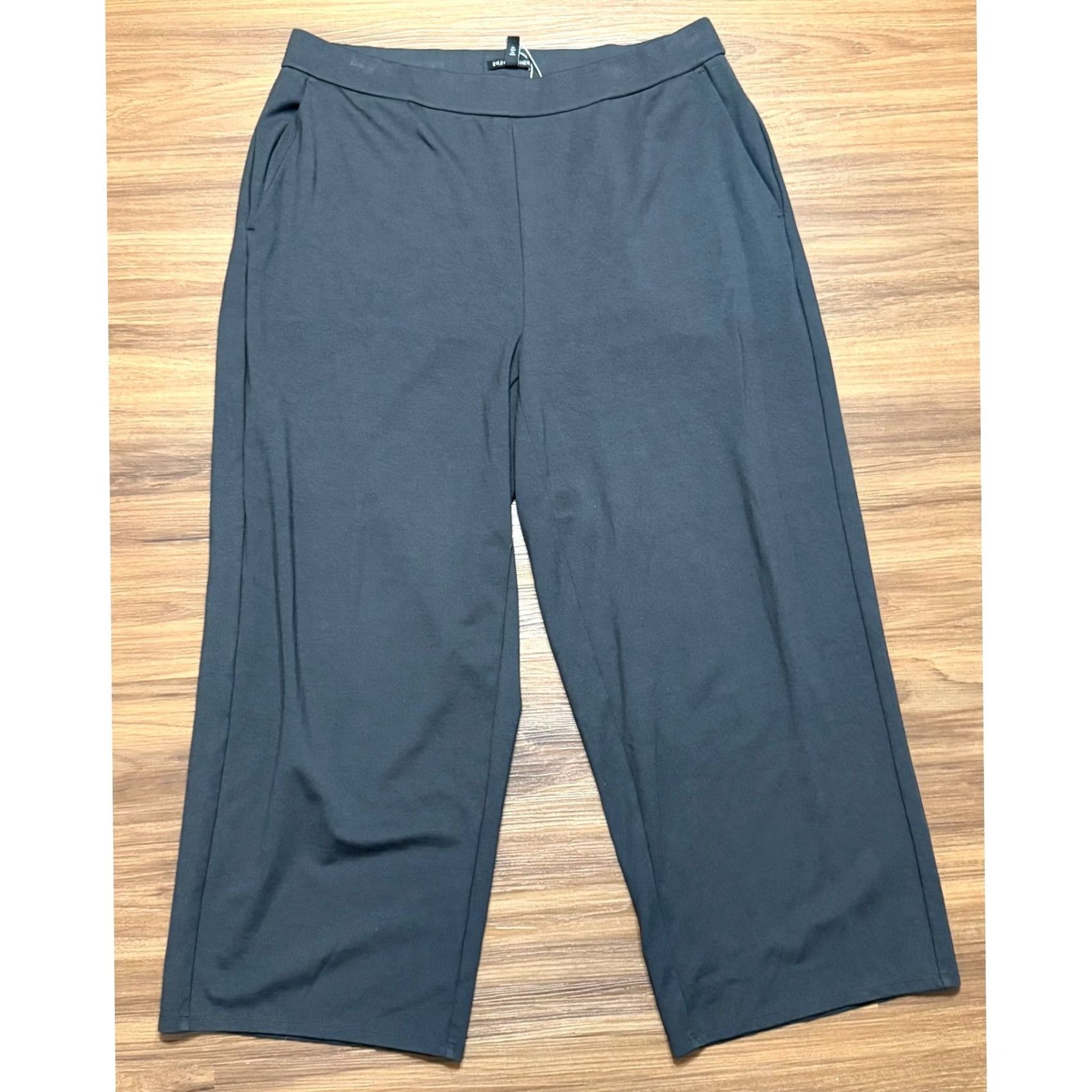 Eileen Fisher Eileen Fisher Women Gray Wide Leg Ankle Crop Pants Pull On Tencel Sz L Size 36" / US 14 / IT 50 - 2 Thumbnail