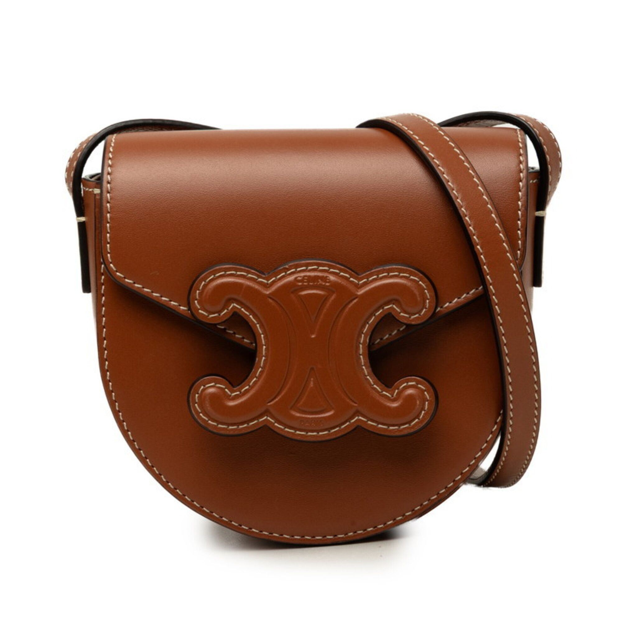 Celine Celine Triomphe Mini Buzas Cuire Crossbody Shoulder Bag Pochette Brown Leather Women's CELINE Size ONE SIZE - 1 Thumbnail
