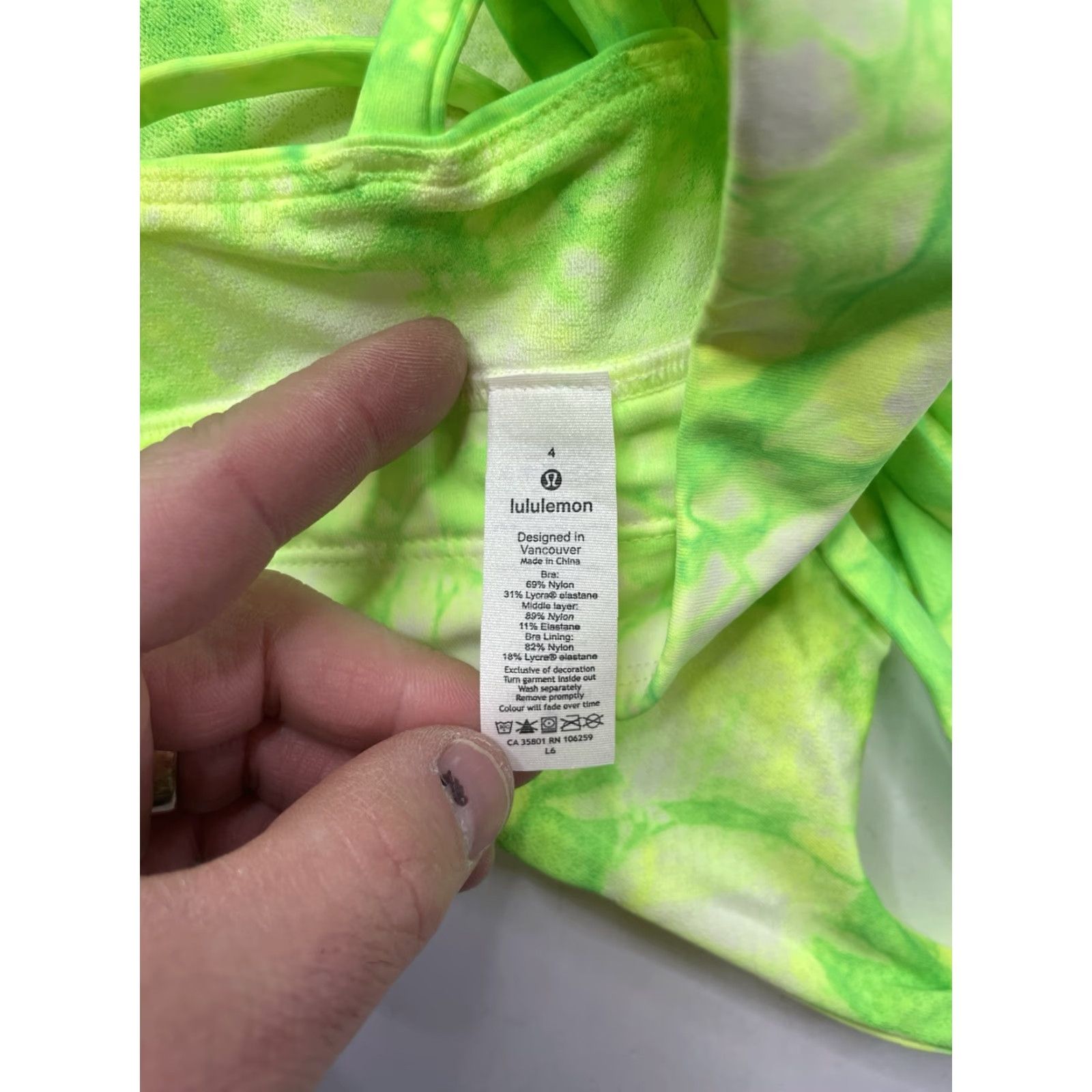 Lululemon Lululemon ENERGY BRA High Neck Long Line Energy Bra Tie Dye SZ 4 Women Sleeveless Multicolor Regular Lined Sports Bra Womens Size ONE SIZE - 3 Thumbnail
