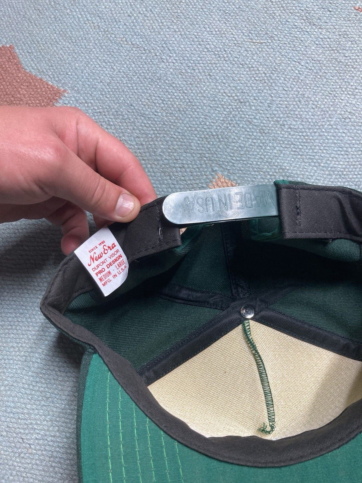 Vintage 80s SnapBack hat new era blank forest green made USA dupont Size ONE SIZE - 6 Thumbnail