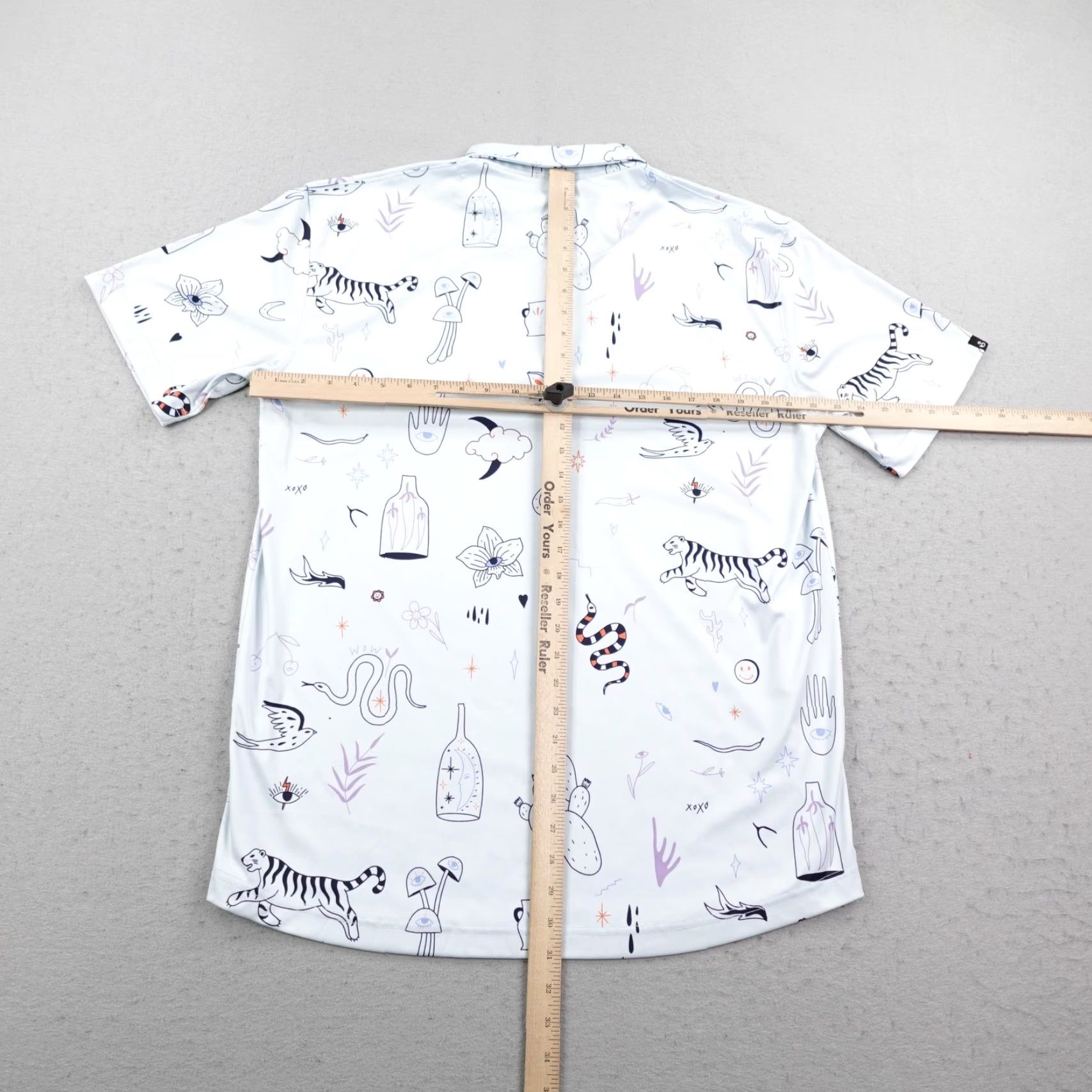 Vintage Swannies Polo Shirt Mens XL White Performance Golf Tiger Snake Floral Print Flex Shirt Size US XL / EU 56 / 4 - 5 Thumbnail