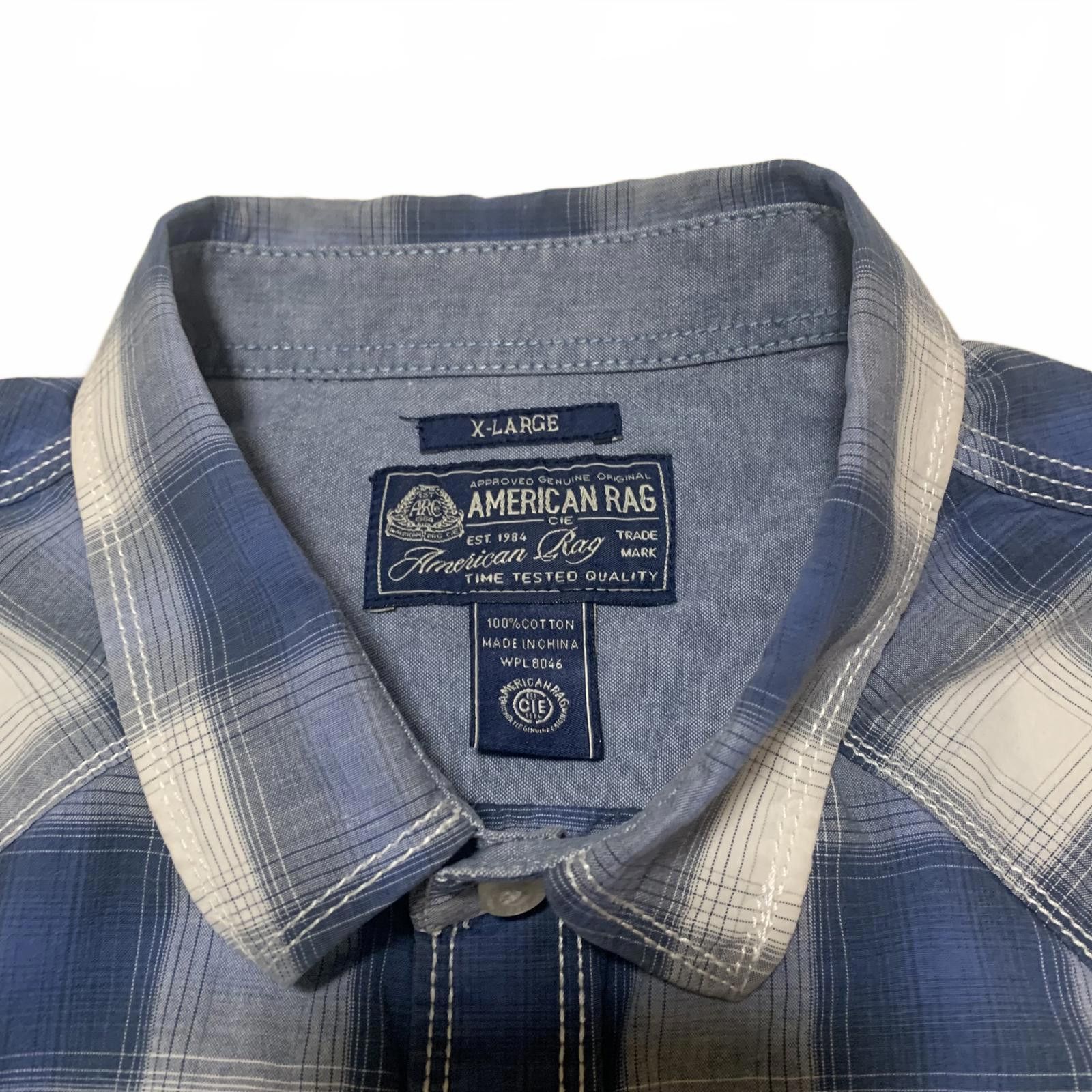 American Rag American Rag Men's XL Blue White Plaid Long Sleeve Shirt Size US XL / EU 56 / 4 - 3 Thumbnail