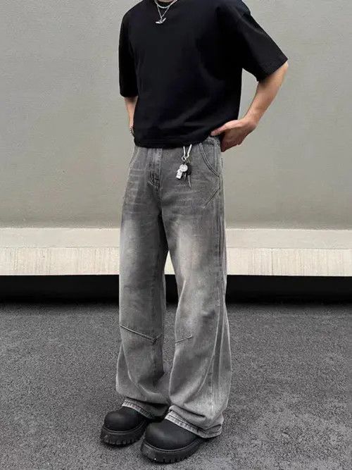 Japanese Brand High street washed distressed smoke grey baggy jeans Size US 32 / EU 48 - 1 Thumbnail