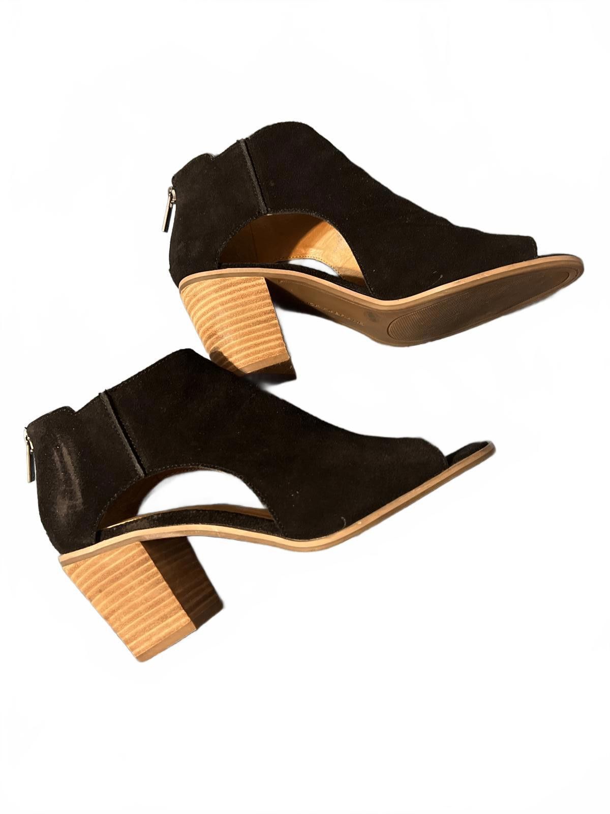 Lucky Brand Lucky Brand Black Suede Peep Toe Ankle Boots Block Heel 8.5 Size US 8.5 / IT 38.5 - 5 Thumbnail