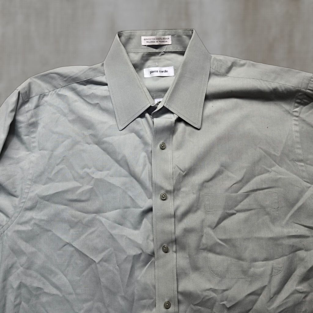 Pierre Cardin Pierre Cardin Shirt Button-Up Adult Men's Gray 16.5 34/35 Long Sleeve Cotton Blend Button-Front Collared Traditional Mens Shirt Size US XL / EU 56 / 4 - 1 Thumbnail