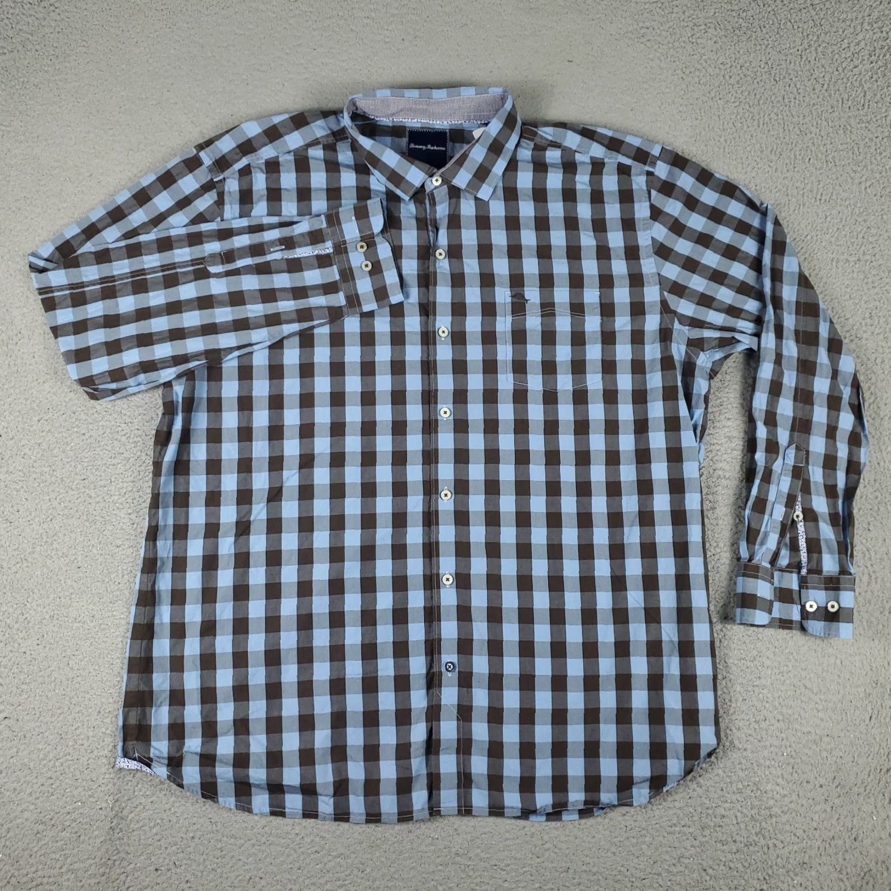 Tommy Bahama Tommy Bahama Shirt Mens Size 2XL Blue Brown Check Cotton Button Up Long Sleeve Size US XXL / EU 58 / 5 - 2 Thumbnail