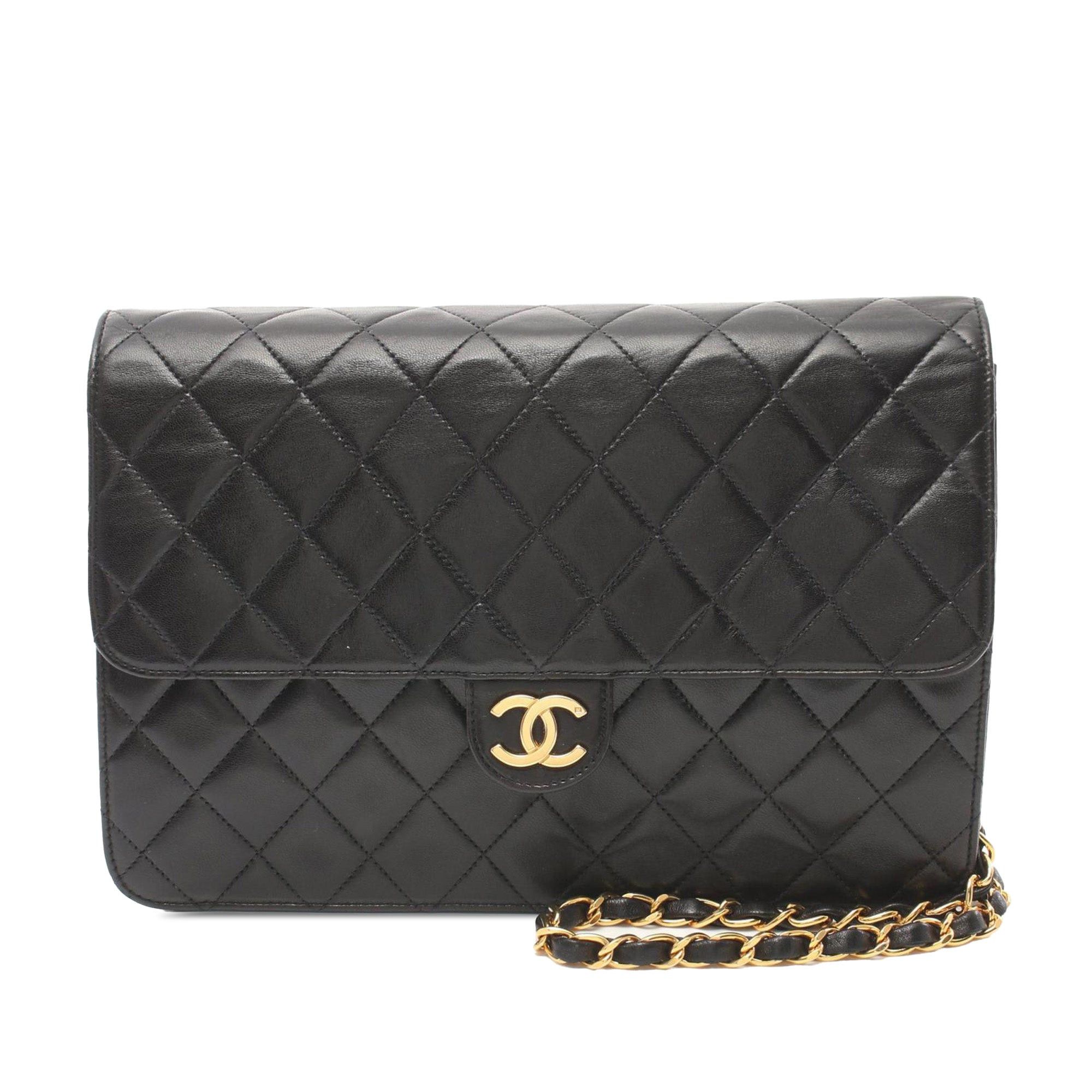 Chanel Chanel CC Quilted Lambskin Single Flap Black Size ONE SIZE - 1 Thumbnail