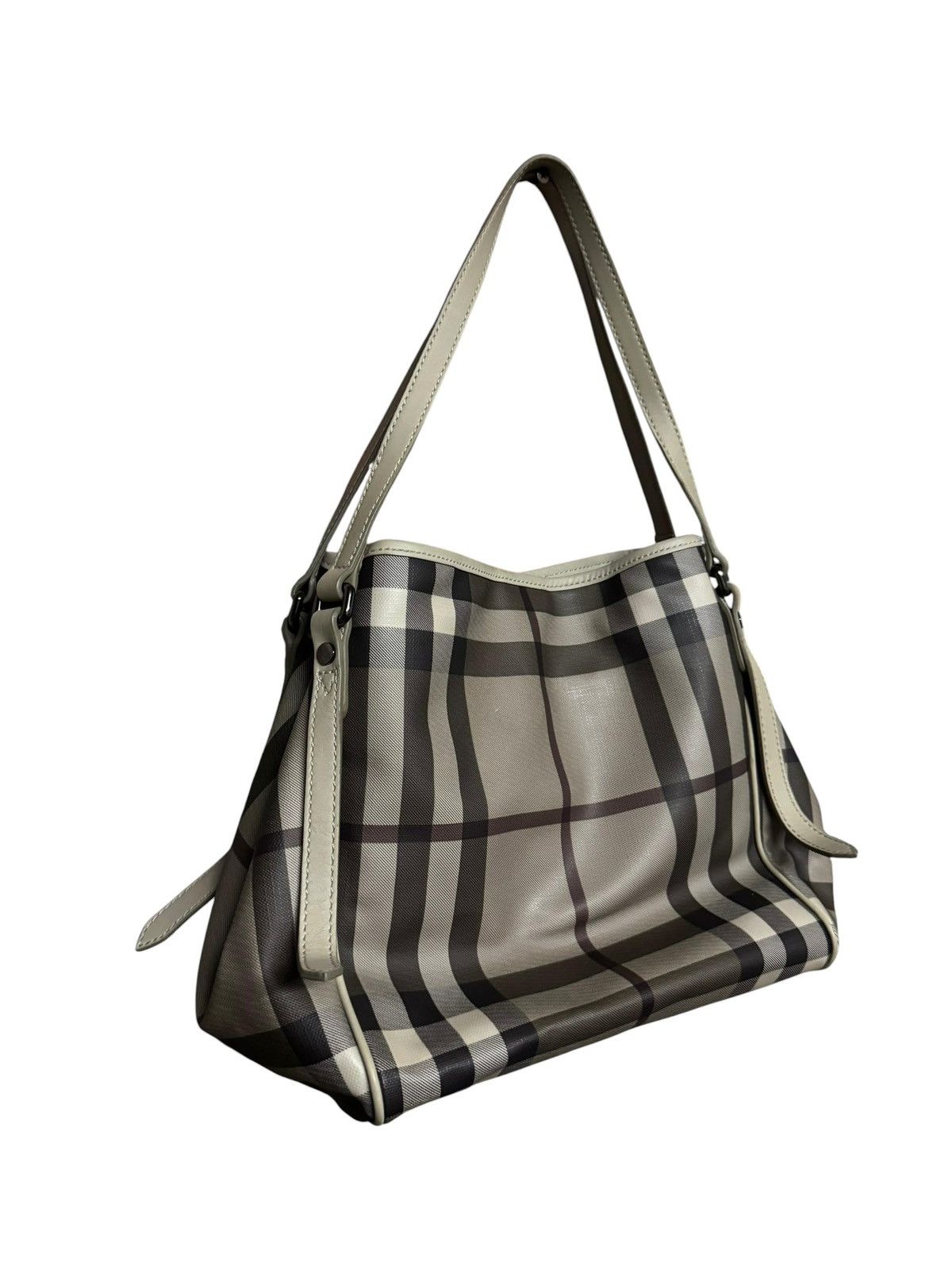 Burberry Burberry Smoke Grey Haymarket Novacheck Tote Bag Size ONE SIZE - 7 Thumbnail