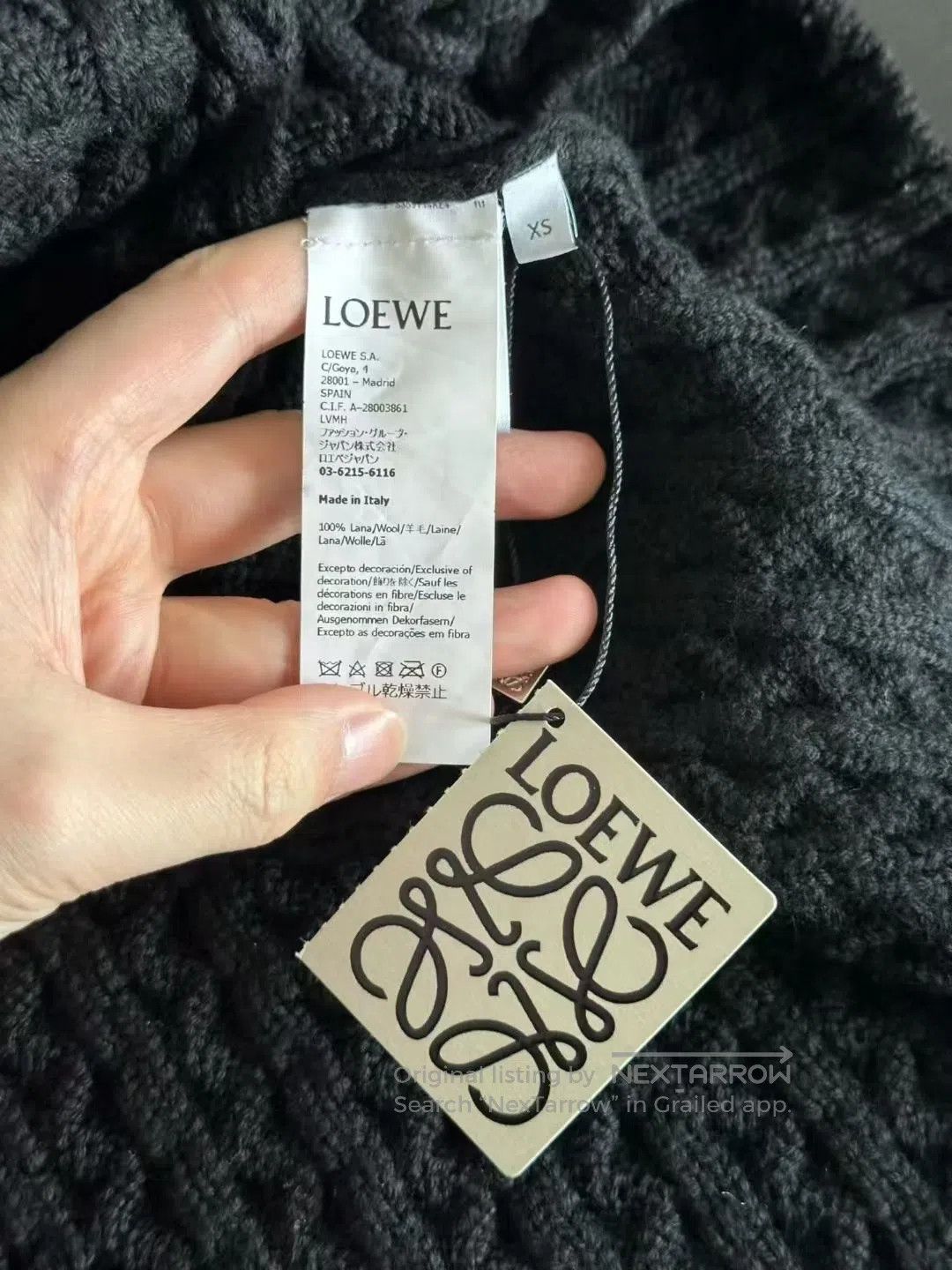 Loewe Loewe Black Cable Knit Large Logo Wool Vest| Size XS / US 0-2 / IT 36-38 - 4 Thumbnail