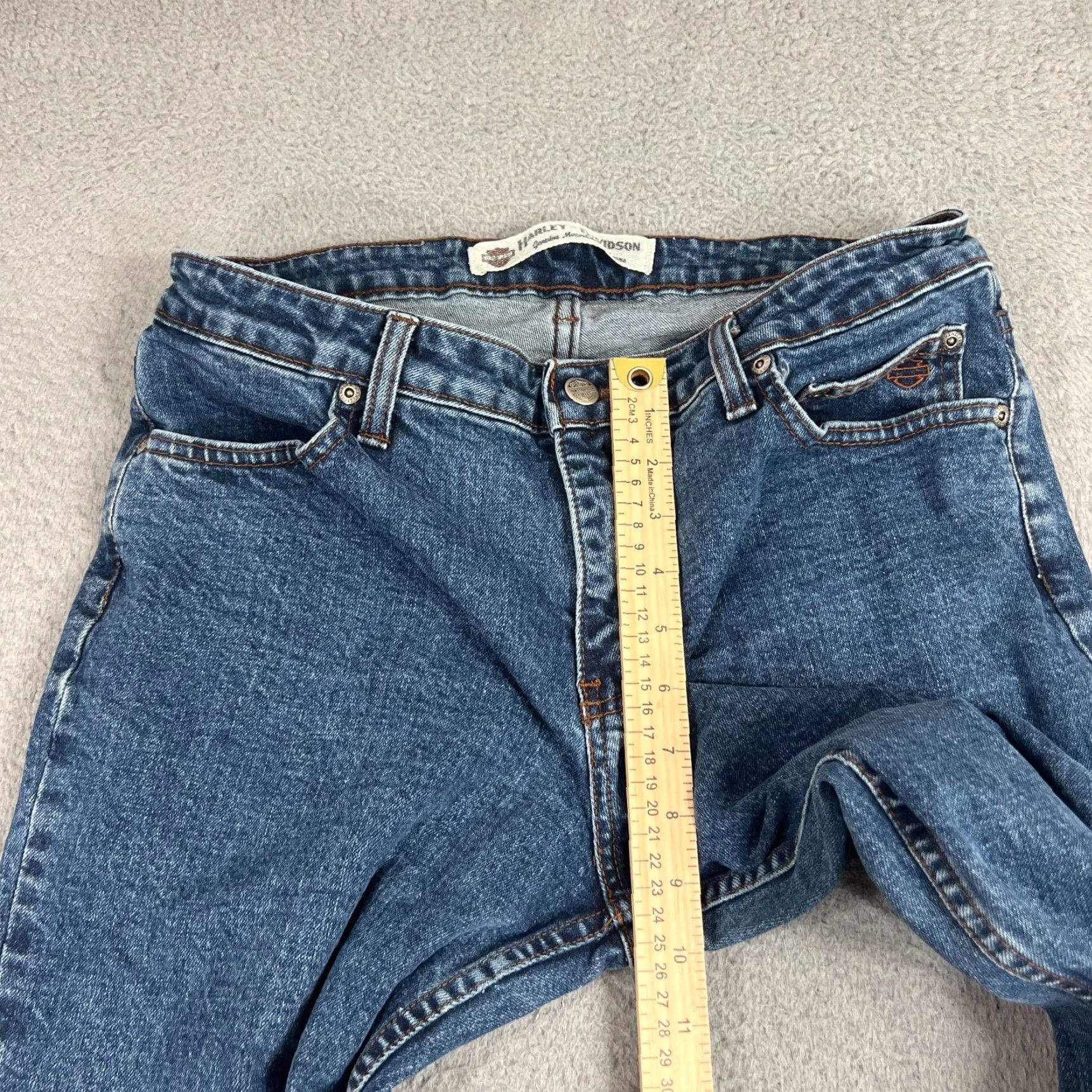 Harley Davidson VINTAGE Harley Davidson Jeans Womens Bootcut 10 Denim Blue 90s Motorcycle Embroidered Reworked Size 32" / US 10 / IT 46 - 4 Thumbnail