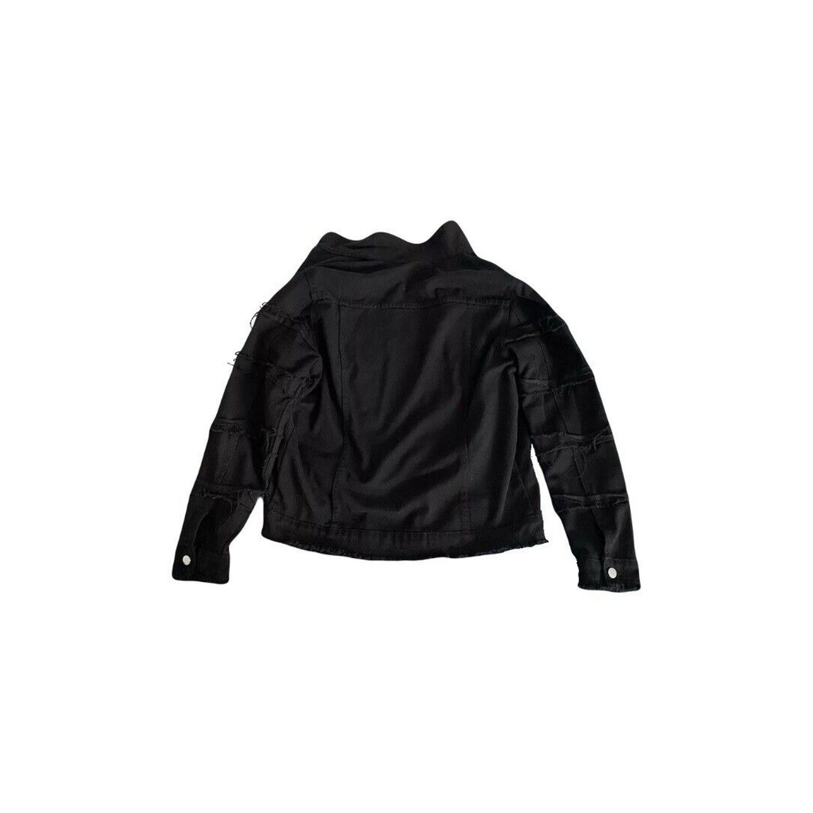 Shein Black Ripped Denim Jacket Button-Up M Size US M / EU 48-50 / 2 - 2 Thumbnail