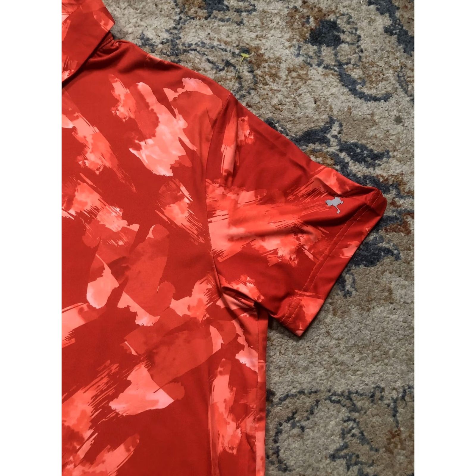 Vintage Birdie Bound Polo Shirt Mens M Red Orange Abstract Golf Stretch Print Short Sleeve Collared Graphic Print Size US M / EU 48-50 / 2 - 3 Thumbnail