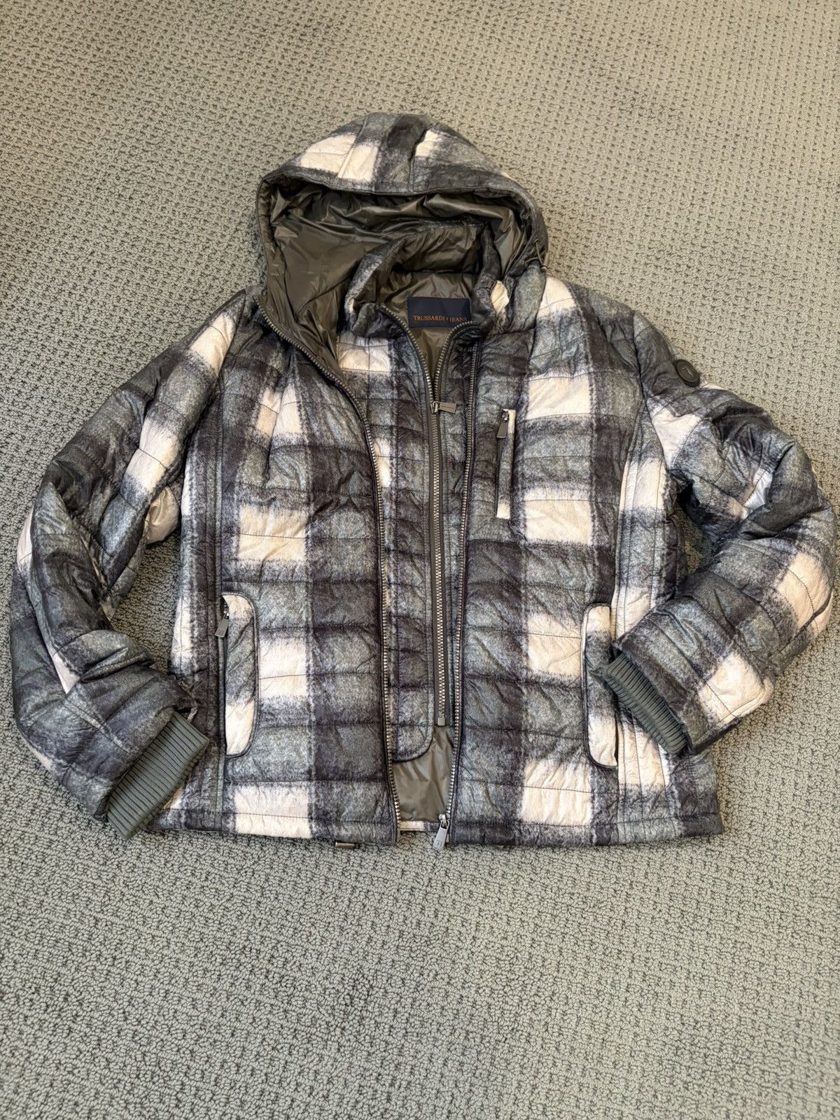 Trussardi New Trussardi puffer jacket in green/gray Size US M / EU 48-50 / 2 - 1 Thumbnail