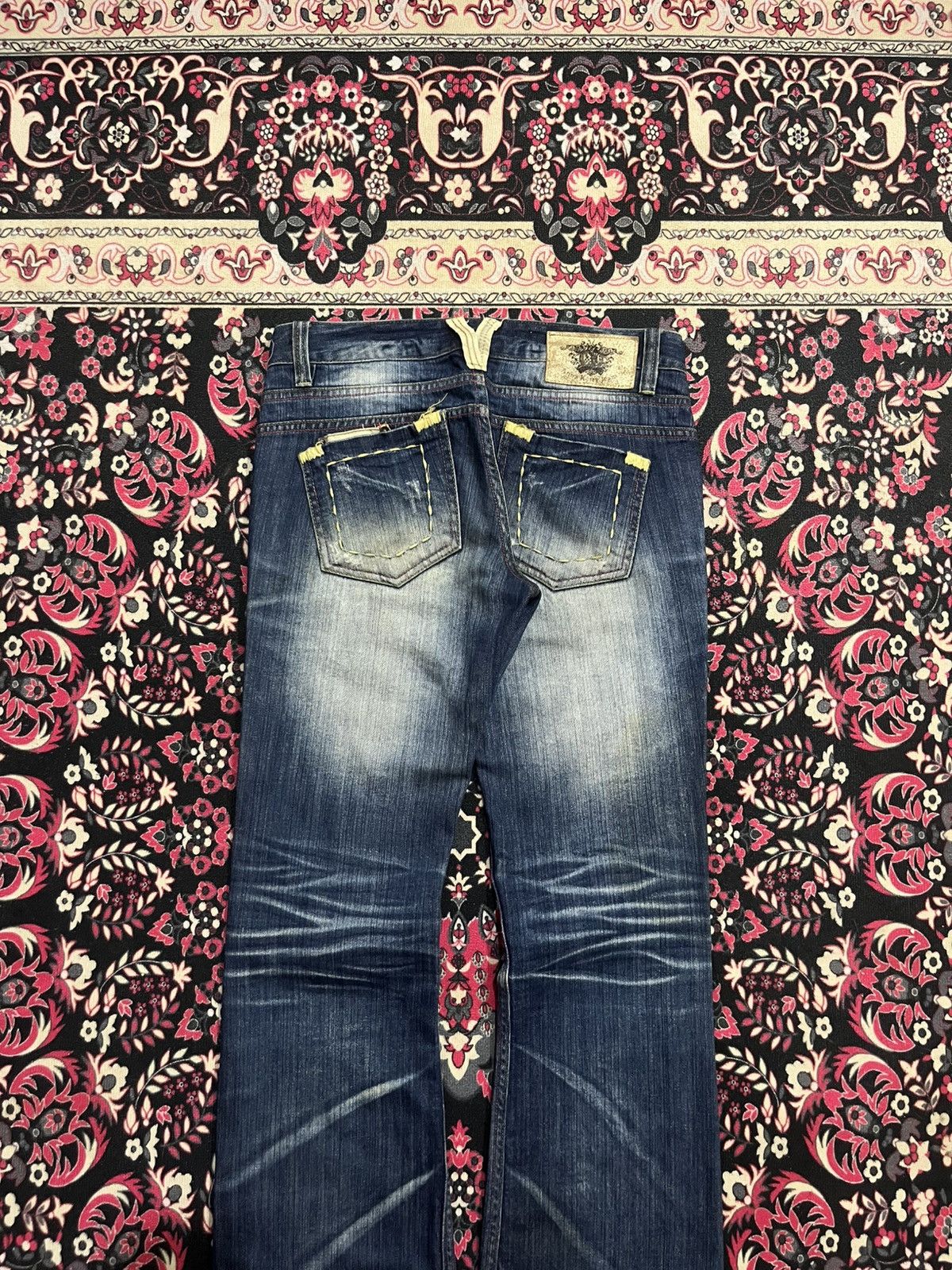 Japanese Brand ⚡️Flare⚡️Vintage Japanese Brand Anna Kerry Blue Faded Jeans Size 28" / US 6 / IT 42 - 7 Thumbnail